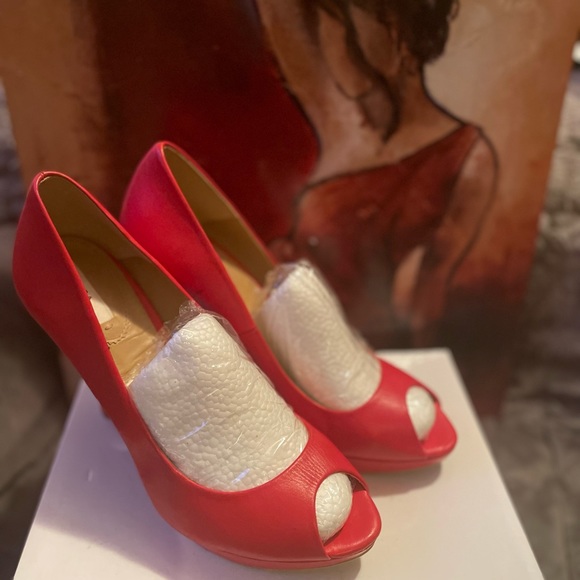 ZARA PEEP TOE red heels size 40/ 8.5 - Picture 2 of 5